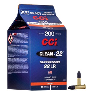 CCI 
C980CC
CLEAN-22 SUPPRESSOR POUR PACK
22LR, 45GR, RN 
1000FPS
AMMUNITION 

SPECIAL
$54.90 /PER 200
$529 /PER 2000