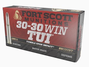 FORT SCOTT
MUNITIONS
30-30WIN, 130GR, TUI
AMMUNITION

$74.90 /PER 20