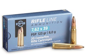 PPU
HR762B
7.62x39, 123GR, SOFT POINT 
AMMUNITION

SPECIAL 
$26.90 /PER 20
$121.05 /PER 100
$229 /PER 200