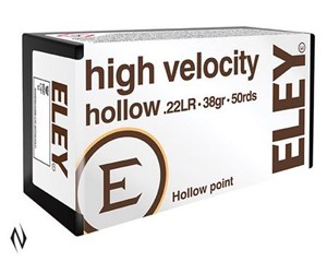 ELEY
ELHVHP
HIGH VELOCITY
22LR, 38GR, HOLLOW POINT
1250 FPS 
AMMUNITION 

$17.95 /PER 50
$161.55 /PER 500
$1490 /PER 5000