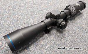 Meopta Optika6 MeoPro 2.5-15x44 RD SFP in excellent condition. This is an illuminated scope with the BDC RD (or Red Dot) reticle. Has capped windage and elevati