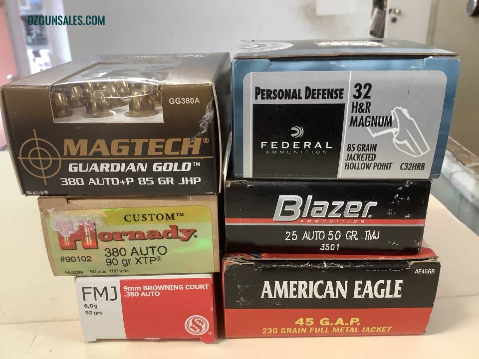 PISTOL AMMO 25 ACP, 380 AUTO, 32 H&R, 45 GAP