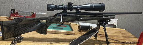 Great calibre for longer distances, comes with magnaport muzzle brake. Shoots 0.5 MOA with hand loads . Hornady dies and about 200 Norma cases included. Also ha