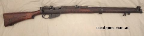 1916 Lithgow SMLE with Tasmanian military district butt. The crispest markings I've ever seen on a Lithgow butt. Front volley sight without dial. Pinned rear si