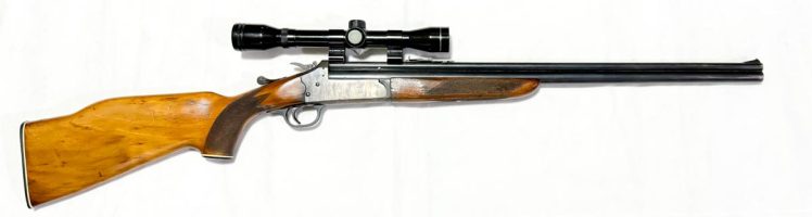 In fair to good condition, this combination gun is fitted with a Tasco Pronghorn 4x32 scope. Bores are good, timber has only minor marks, bluing is fair. Colour