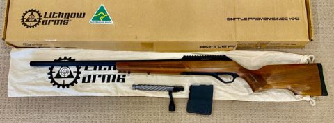 Brand new unfired Lithgow Varmint LA102 in 308W. Walnut Timber stock, LA105 24‚Äö√Ñ√∂‚àö√ë‚àöœÄ heavy barrel and comes with a 10 shot Grizzly metal magazine and