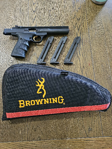 Browning buckmark .22, minimal use, looking to get out of the sport and a quick sale, comes with 3 magazines and soft case, has shot less than 300 rounds.