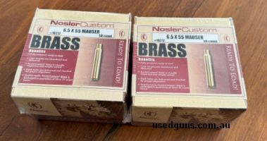 Brand new unopened nosler custom brass for 6.5x55 Mauser. Price includes post.