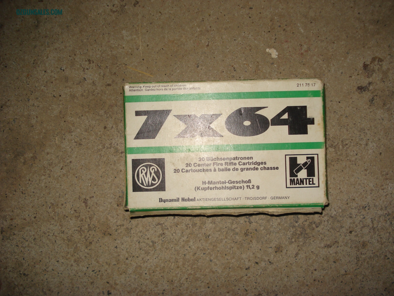 RWS 7x64 173 grain H-Mantel ammunition