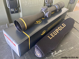 Duplex reticle. 1" tube. As new condition, was mounted on a 22LR which was only used at the range. Comes in box with manual and a Leupold neoprene scope guard. 