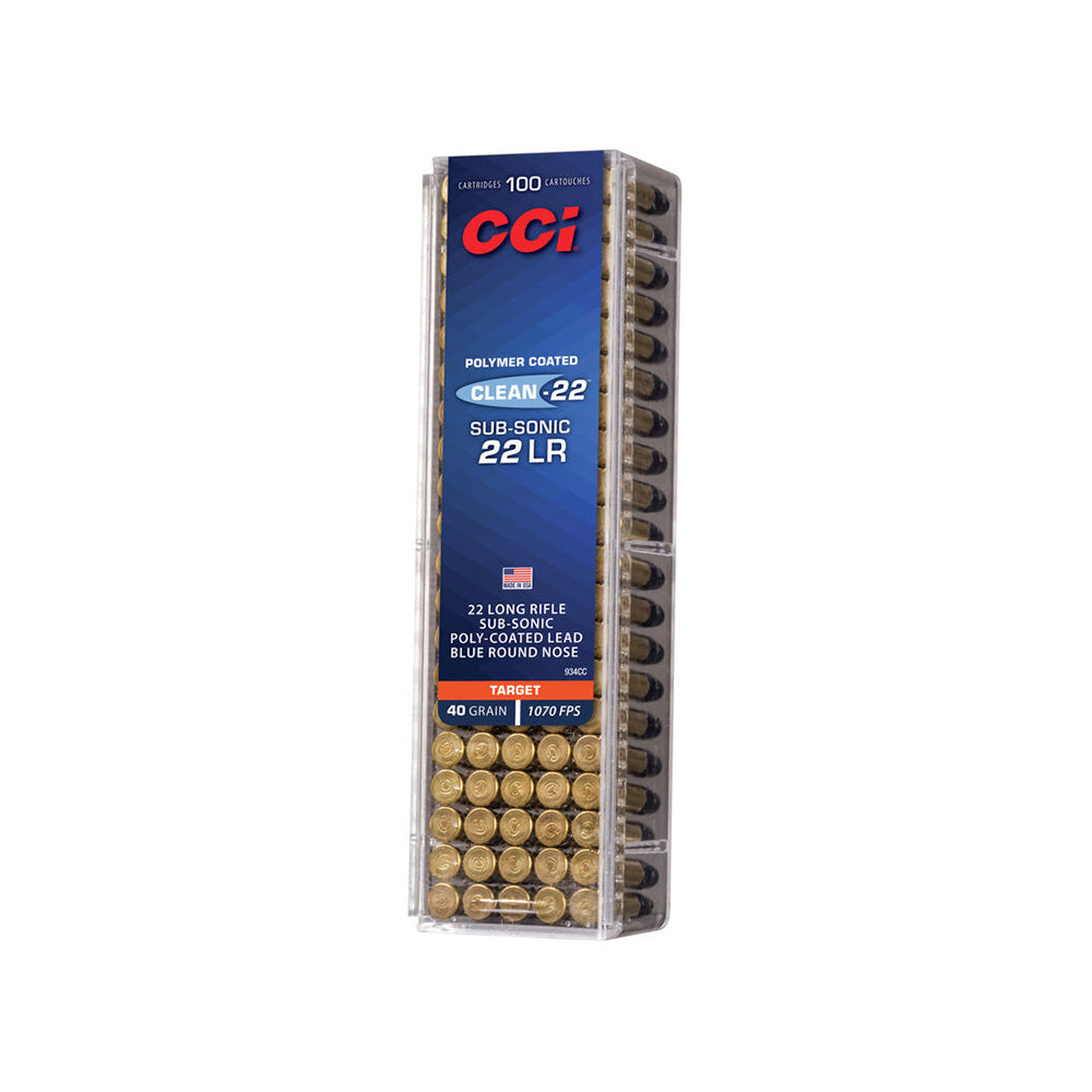 CCI 22LR CLEAN-22 BLUE 40GR SV TARGET LRN 100 PK 1070FPS • Pack 100