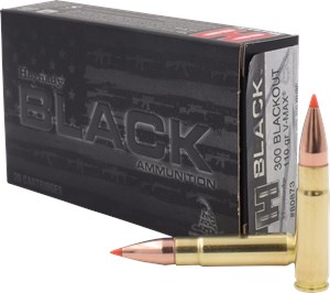 HORNADY
H80873
BLACK
300 BLACK OUT, 110GR, V-MAX
POLYMER TIP AMMO

$58.45 /PER 20
$263.00 /PER 100
$496.80 /PER 200