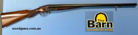 Greener 12Ga SxS Empire grade E17 shotgun. Box Lock, Extractor, Side mounted safety, bores are in good condition. Gun overall is in good condition.
