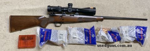 243 WSSM Winchester Model 70 comes with set of Lee reloading dies and 200 new cases. Postage included to eastern states only. Scope and rings not included.
