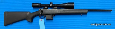 Good condition Howa 1500 in 223. Was $695 now $545. Sports a 20 inch barrel with a Bushnell Trophy XLT 3-9x50 scope mounted. Scope has some wear to it. Has a Le