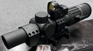 Burris Scope, red dot and mount combo. Burris RT6 1-6x24 scope in Burris PEPR cantilever mount with Burris Fastfire 3 red dot mounted on top. All for just $1225