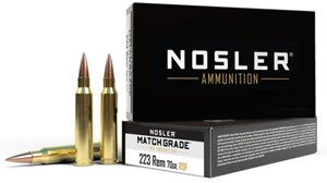 NOSLER
NA60130
MATCH GRADE
223REM, 70GR, RDF
AMMUNITION

SPECIAL
$44.90 /PER 20
$224.50 /PER 100
$435 /PER 200