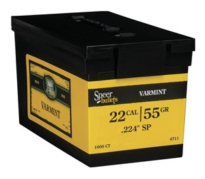 SPEER
S4711
VARMINT BULK PACK
22CAL, 55GR, SOFT POINT
PROJECTILES

SPECIAL
$105 /PER 500
$190 /PER 1000