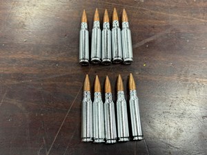 308WIN / 762X51
DRILL ROUNDS
HEAD STAMPED -  MF L3A1 7.62
MUNITIONS FOOTSCRAY 
VICTORIA AUSTRALIA
DATED LATE 1970S
PACKS OF 10
SEVEN PACKS OF 10

NEW $22 PER PACK
