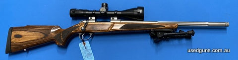 Safari Firearms Sale! Excellent condition Sako 85 S in 243W. Woodwork in incredible condition. 20 inch threaded fluted heavy barrel. Comes with a Harris bipod a