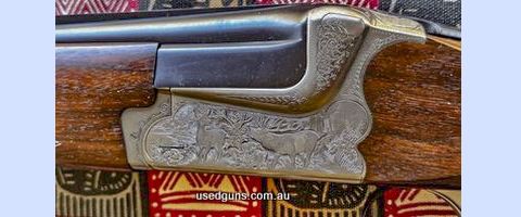 Merkel O/U double rifle in 9.3x74. Game scene engraving. This rifle is in excellent condition and would suit a new buyer. Additional photos to genuine buyers. P
