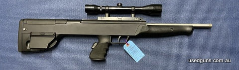 Very good condition Sommer & Ockenfuss Shorty reverse pump action in 308W. Has a Highness Special 4x40 scope mounted. Comes with a silver Winchester takedown ca