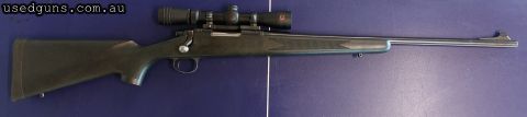 This is a remington Model 78 Sportsman, made between 1978 and 1981. The model 78 is a remington 700 sold with a cheap beech ADL stock and smooth bolt knob. This
