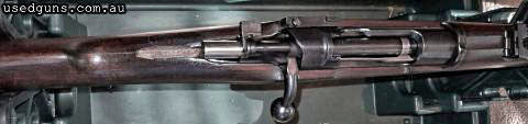 Spanish saddle carbine rechambered from 7x57 Mauser to 7.62 NATO in the sixties. Timber is generally good with minor indentations except for a seven cm long by 