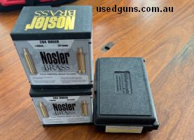Brand new dies and unopened 204 nosler brass. 50 pieces per box. Dies are a fl bush die and comp seater including body bush to measure shoulder bump. Price incl