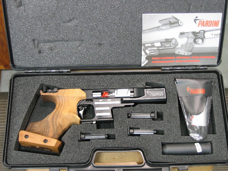 For sale is a Pardini SP .22 pistol complete with 4 magazines, original carry case, user manual, tools and cleaning kit. Medium right handed grip. Purchased 202