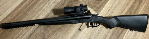 Stoeger Tactical 12 gauge coach gun. 20" barrels with red dot scope. Very accurate using solid slugs at 50m. Breaks down for compact storage. Very good conditio