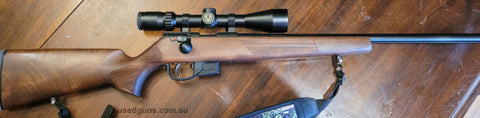 Near new rifle package with sling also, still under manufacturers warranty till Aug 24. Amazing accuracy, presents as new with a few tiny marks on wood. New ove