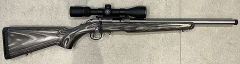 As new Ruger American Target Stainless in 22 Magnum. Less than 50 rounds through the rifle, presents as new with over $250 off new pricing. These things shoot i