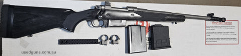 Ruger scout in 223, fired less that 100 rounds, comes with two 10rnd magazines and one 5rnd magazine, original ghost ring sights, set of 25mm ruger rings, forwa