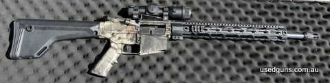 R25 Remington. As new Oceania 18 inch barrel and bolt. Rifle length buffer and gas system (adjustable). Wedgetail flashhider. Larue MBT trigger. Aimpoint and de