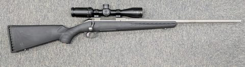 A Ruger American in 223 Rem in very good condition. This rifle is classed as very good as it has a few marks on the stock and metalwork. Rifle is fitted with a 