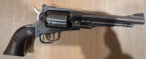 Fair condition Ruger Old Army. Very used, but indexes smoothly. Comes with spare nipples and wrench. Currently only has five installed in the cylinder. Was usin