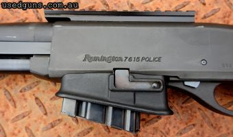 Remington Collectors, this is the POLICE model that is hard to find now. Threaded barrel. Correct magazine. Pic rail (no rear sight) Some handling marks. No wea