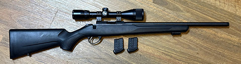 Rifle is in excellent condition, only fired approximately 250 rounds. Comes with a Bushnell banner 4-12x 44 scope and 2X 10 shot magazines. Postage and transfer