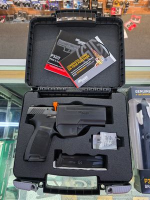 CONSIGNMENT USED SIG SAUER P320 9MM 10RND B/R 120MM 2MAG/GRIP MODULE/GUIDE ROD/TRIGER KIT/MAG CATCH EXTENDED, W/ HOLSTER CHASSIS CASED SN: 5BCI86403