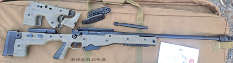comes with thumb hole skin. and atlas spigot mount. fired around 1000 rounds. shoots .5moa with hand data supplied