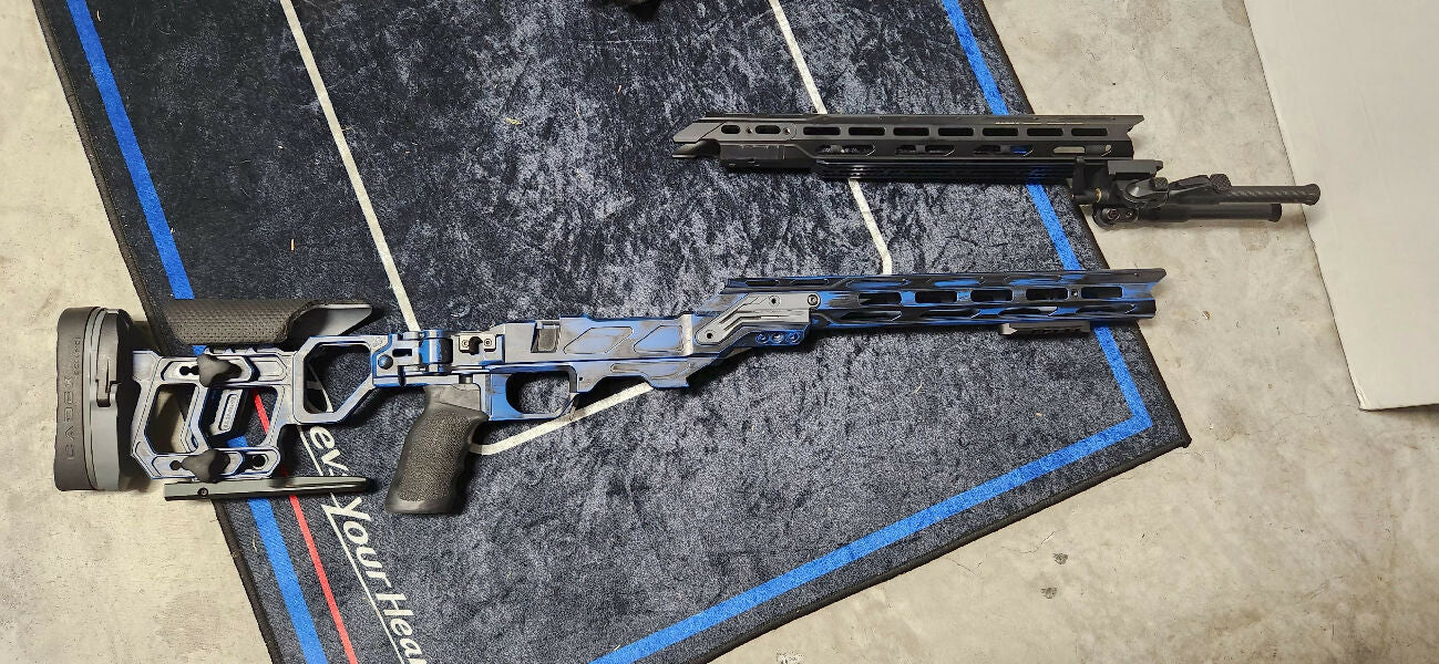 Cadex Field Competition Chassis, Suits Rem 700 Sa, Comes with Spare forend with arca rail and bipod.