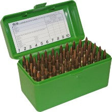 MTM RS-S-50-10 50 RND HINGED TOP AMMO BOX GREEN .22-250