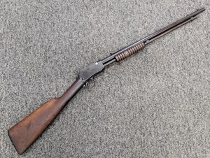 WINCHESTER
MODEL 1906
22LR
11 SHOT
PUMP ACTION
TAKE DOWN
OPEN SIGHTS
MANUFACTURED 1919
BLUED FINISH THINNING IN AREAS
#536216

VGC $449