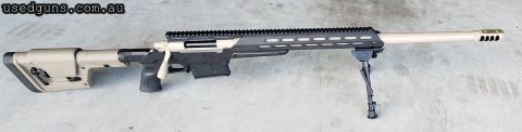 Remington 700 300 prc Barrel and action cerokoted in mcmillan tan Ibi barrel 26inch Mdt comp brake Bolt mirco slicked Timney trigger Mdt ess chassis rem 700 la 