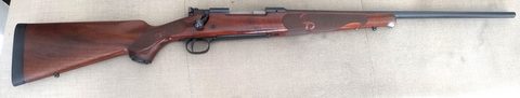 US made model, Controlled feed, Timney trigger. Darker walnut than current Portugese models. Shoots well, minor carry marks, some wear to jewelling on bolt. Plu