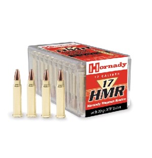 HORNADY
H83172
17HMR, 20GR, XTP HP
HOLLOW POINT
AMMUNITION
2375 FPS

SPECIAL 
$27.50 /PER 50
$275 /PER 500