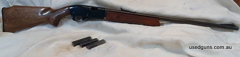 Sportco 90A pump action rifle in 22LR with 3 magazines. This rifle works well and is in good condition. The action has been painted, the magazines show some wea
