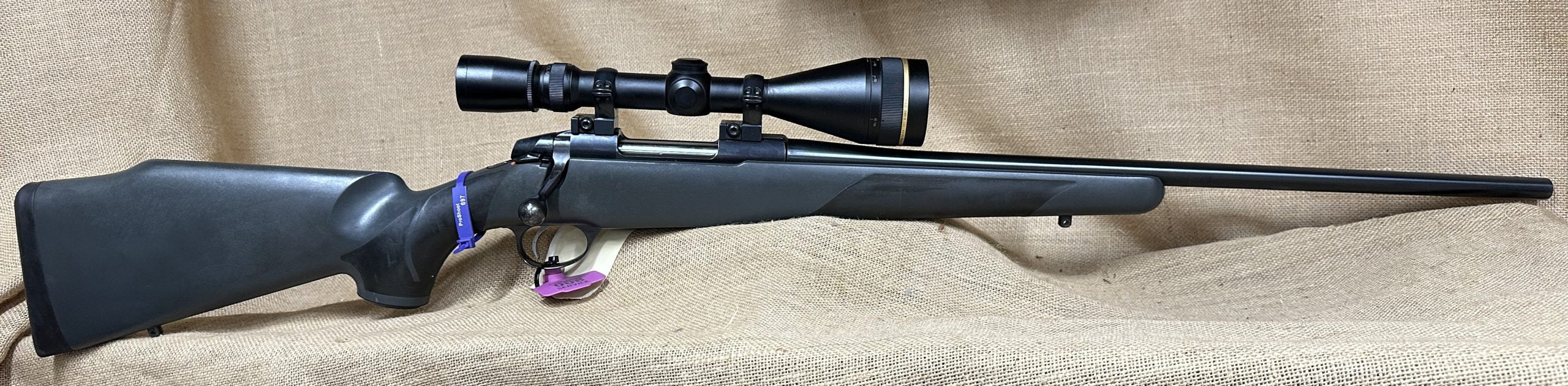 #697 Comes with Dies. Customer looked after his guns pretty well. This polymer stock has got some scratches from being used. Leupold Vari-X 4.5-14 x 50. I list 