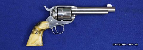 Ruger 6 shot revolver, bone style grips, cased